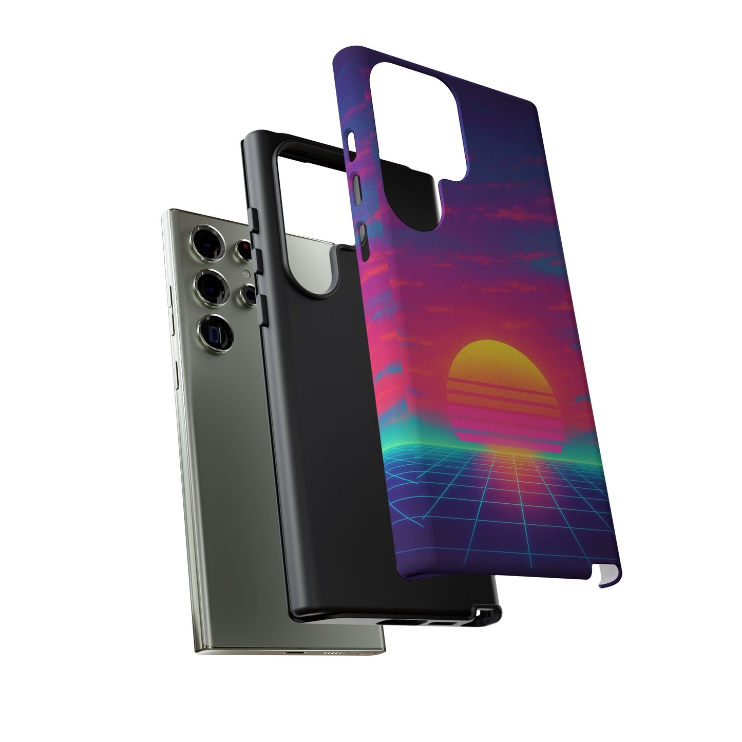 Retro Sunset Tough Phone Case - Vibrant 80s Aesthetic