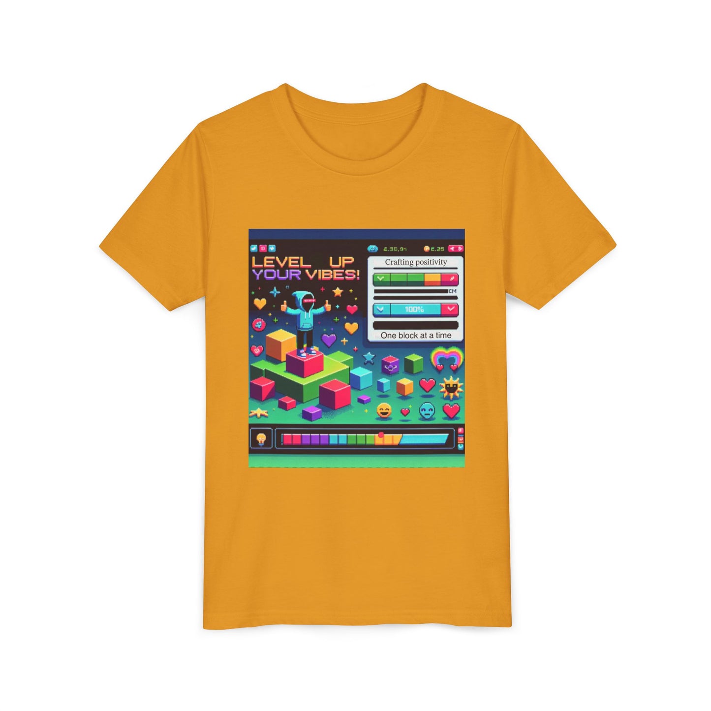 Youth Tee — "Level Up Your Vibes" Retro Gaming Graphic