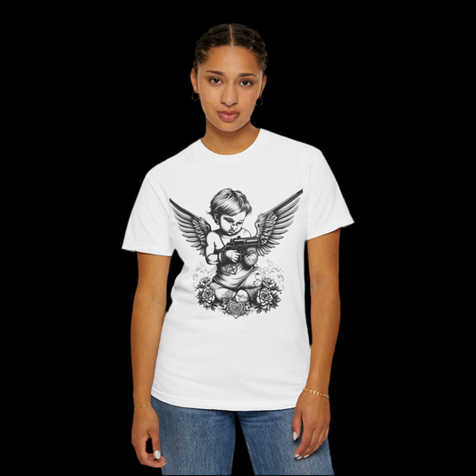 Unisex Angel with Gun Graphic T-Shirt - Edgy Streetwear